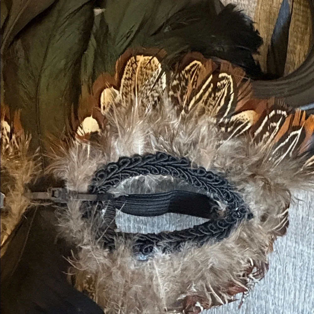 Spirit of Halloween Feather Horned Mask Brown Black OS